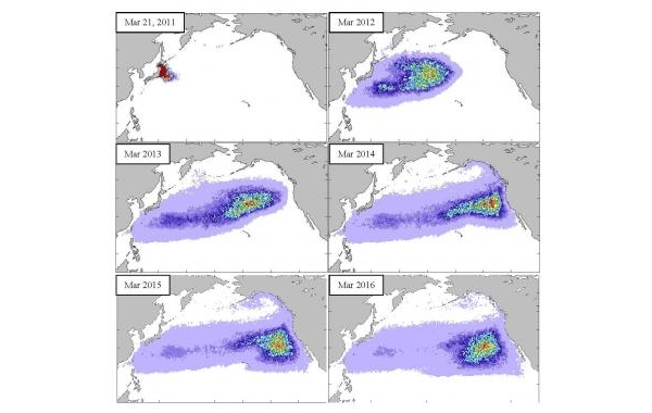 Japans 'eiland van puin' op weg naar VS