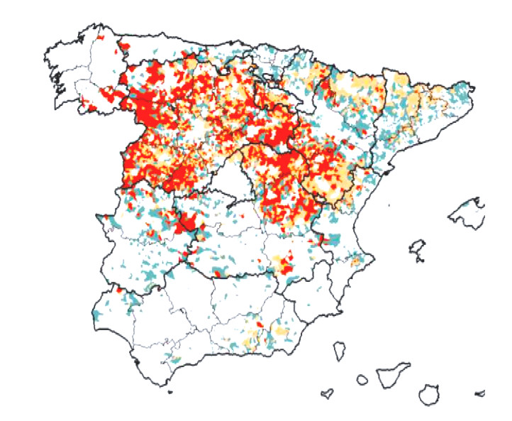 De rode gebieden lopen risico op onomkeerbare ontvolking